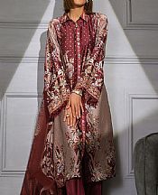 Sobia Nazir Wine Silk Suit- Pakistani Chiffon Dress