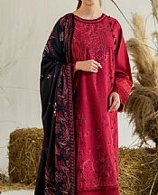 Sobia Nazir Vivid Burgundy Khaddar Suit- Pakistani Winter Clothing