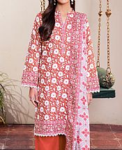 So Kamal White/Orange Lawn Suit (2 Pcs)- Pakistani Designer Lawn Suits