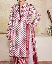 So Kamal White/Maroon Lawn Suit- Pakistani Designer Lawn Suits