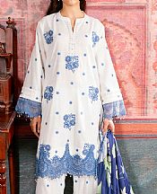 So Kamal White/Blue Khaddar Suit- Pakistani Winter Clothing