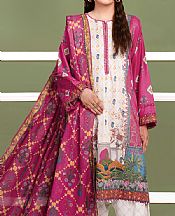 So Kamal Off White/Cranberry Cambric Suit- Pakistani Lawn Dress