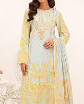 So Kamal Light Blue/Mustard Lawn Suit (2 pcs)- Pakistani Lawn Dress