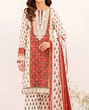So Kamal Off White/Pale Red Lawn Suit- Pakistani Lawn Dress