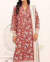 So Kamal Dull Red/Off White Lawn Suit- Pakistani Lawn Dress