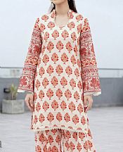 White/Coral Lawn Suit (2 pcs)