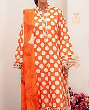 So Kamal White/Orange Lawn Suit- Pakistani Lawn Dress