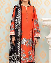 So Kamal Bright Orange Lawn Suit (2 pcs)- Pakistani Lawn Dress