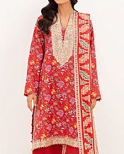 So Kamal Red Lawn Suit