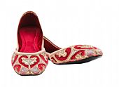 Ladies Khussa- Red/Golden- Pakistani Khussa Shoes