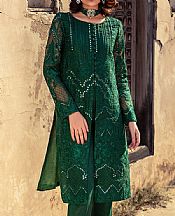 Threads And Motifs Bottle Green Organza Suit- Pakistani Chiffon Dress