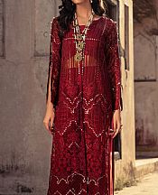 Threads And Motifs Maroon Organza Suit- Pakistani Chiffon Dress