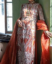 Threads And Motifs Rust Net Suit- Pakistani Chiffon Dress