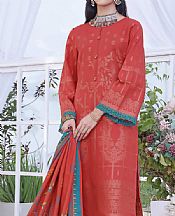 Vs Textile Pastel Red Khaddar Suit- Pakistani Winter Dress