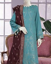 Light Turquoise Linen Suit- Pakistani Winter Dress