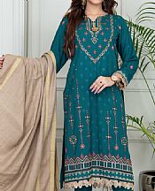 Teal Blue Wool Suit- Pakistani Winter Dress