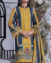 Mustard/Denim Blue Khaddar Suit- Pakistani Winter Dress