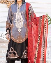 Vs Textile Cornflower Blue/Black Lawn Suit- Pakistani Designer Lawn Suits