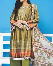 Olive Green Marine Silk Suit- Pakistani Winter Dress