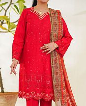 Vs Textile Red Lawn Suit- Pakistani Lawn Dress