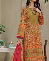Vs Textile Olive/Orange Cambric Suit- Pakistani Winter Clothing