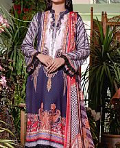 White/Navy Blue Lawn Suit- Pakistani Lawn Dress