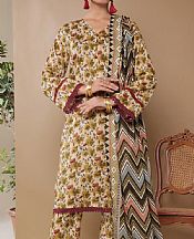 Vs Textile Ivory/Olive Cambric Suit- Pakistani Designer Lawn Suits