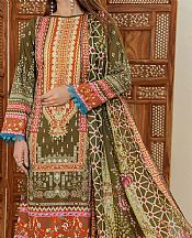 Vs Textile Olive Green Lawn Suit- Pakistani Designer Lawn Suits