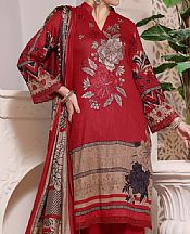 Vs Textile Red Lawn Suit- Pakistani Designer Lawn Suits