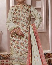 Vs Textile Off-white Green Cottlel Suit- Pakistani Winter Clothing