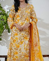 Vs Textile Ivory/Golden Yellow Lawn Suit- Pakistani Designer Lawn Suits