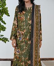 Vs Textile Olive Green Lawn Suit- Pakistani Lawn Dress