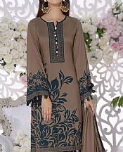 Teal Blue/Taupe Brown Linen Suit- Pakistani Winter Dress