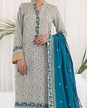 Vs Textile Tan/Blue Lawn Suit- Pakistani Designer Lawn Suits