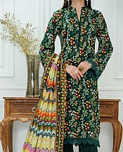 Vs Textile Dark Green Lawn Suit- Pakistani Designer Lawn Suits