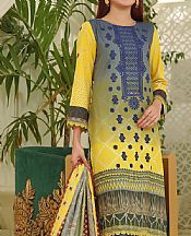Vs Textile Yellow/Navy Dhanak Suit- Pakistani Winter Dress