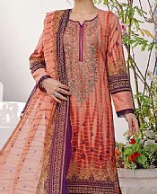 Vs Textile Peach Lawn Suit- Pakistani Designer Lawn Suits