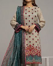 Vs Textile Olive Grey Lawn Suit- Pakistani Lawn Dress