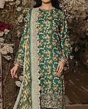 Vs Textile Emerald Green Lawn Suit- Pakistani Designer Lawn Suits
