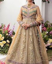 Zaha Tan Organza Suit- Pakistani Designer Chiffon Suit