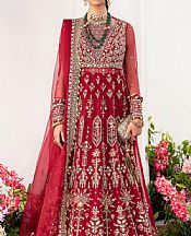 Zaha Red Organza Suit- Pakistani Designer Chiffon Suit