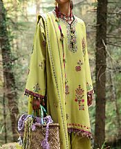 Zaha Light Olive Green Lawn Suit- Pakistani Designer Lawn Suits