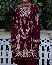 Zaha Dark Maroon Khaddar Suit- Pakistani Winter Clothing