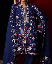 Zaha Navy Blue Khaddar Suit- Pakistani Winter Dress