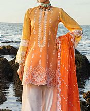 Orange Chikankari Suit- Pakistani Designer Lawn Dress
