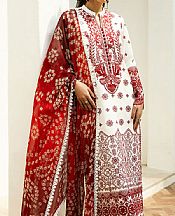 Zainab Chottani White/Red Lawn Suit- Pakistani Designer Lawn Suits