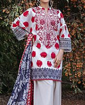 Zainab Chottani Red/Off White Lawn Suit- Pakistani Designer Lawn Suits