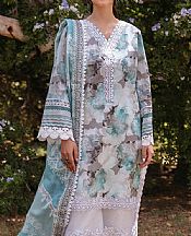 Zainab Chottani Dusty Grey/Turquoise Lawn Suit- Pakistani Designer Lawn Suits