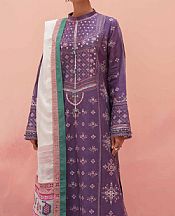Zara Shahjahan Purple Lawn Suit- Pakistani Designer Lawn Suits