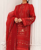 Zara Shahjahan Red Lawn Suit- Pakistani Designer Lawn Suits